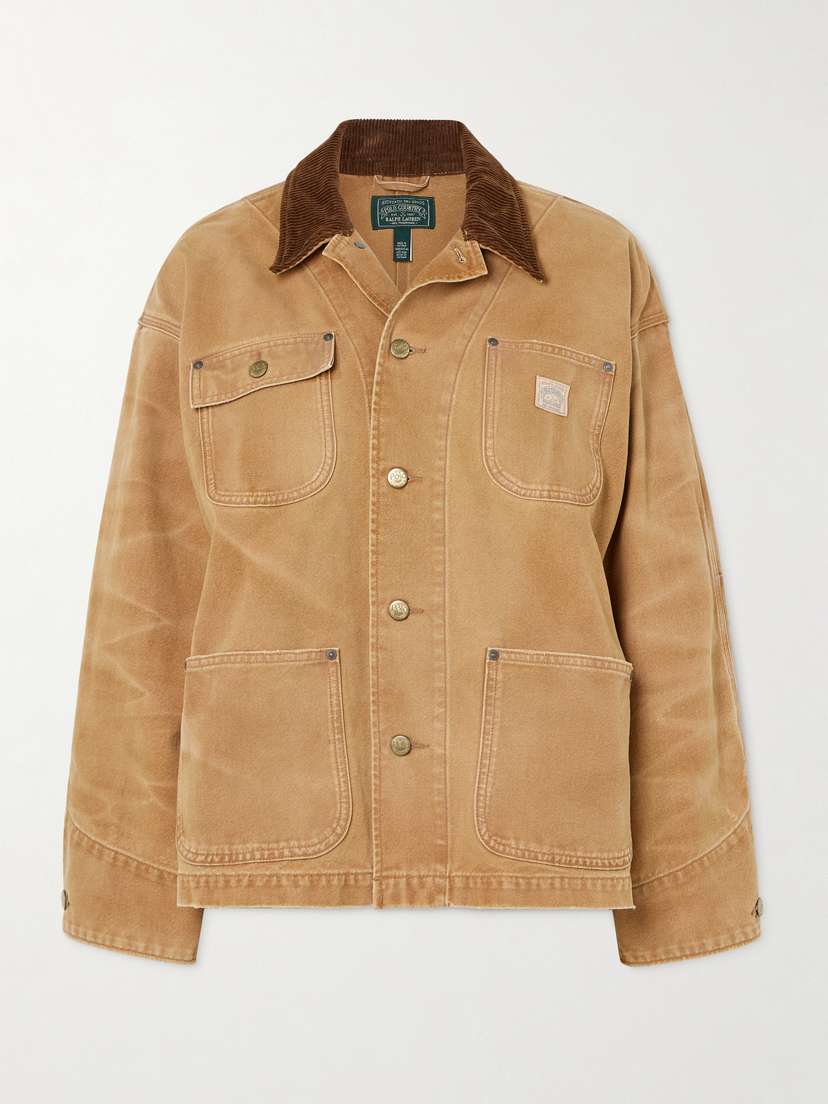 Polo Ralph Lauren Appliquéd Corduroy-trimmed Cotton-canvas Jacket