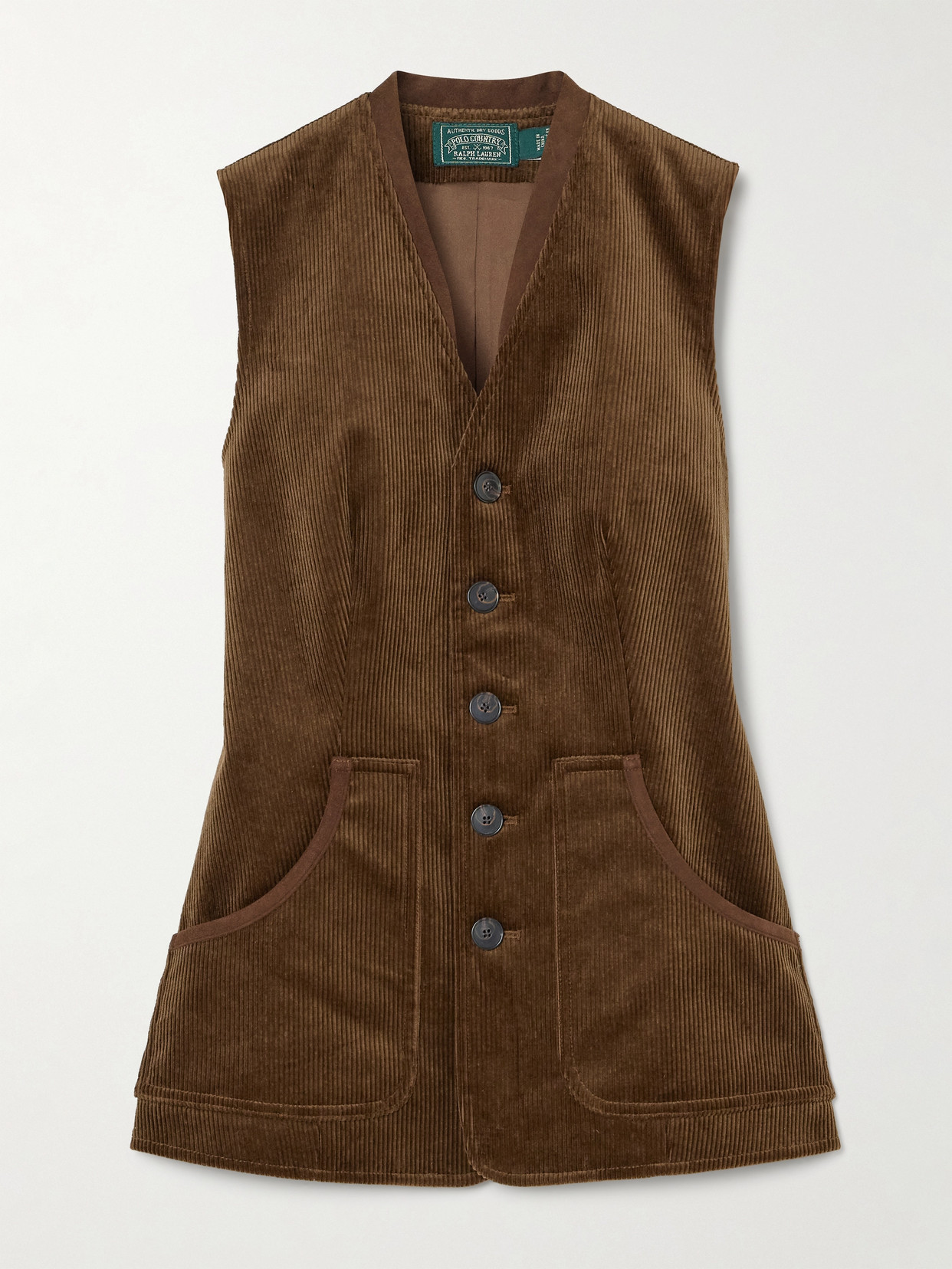 Polo Ralph Lauren Velvet-trimmed Cotton-blend Corduroy Vest In Brown