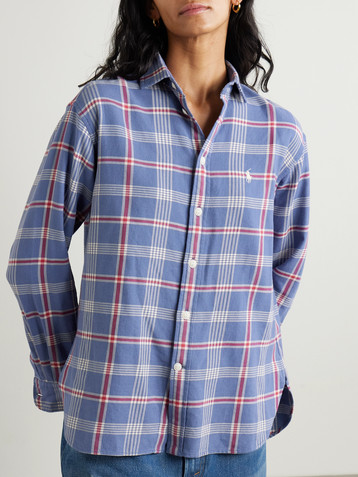 Polo Ralph Lauren Embroidered checked cotton-flannel shirt