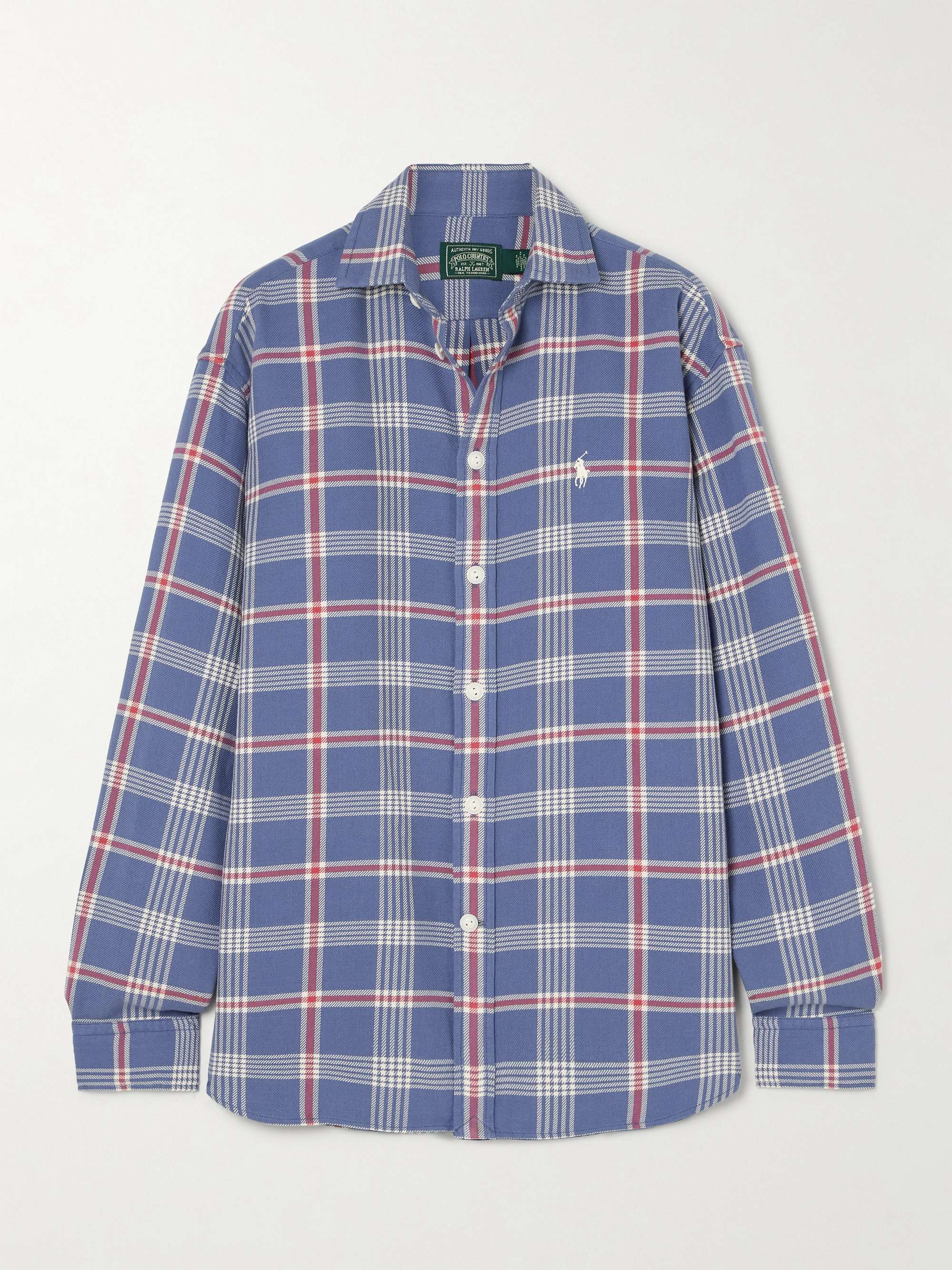 POLO RALPH LAUREN Embroidered checked cotton-flannel shirt