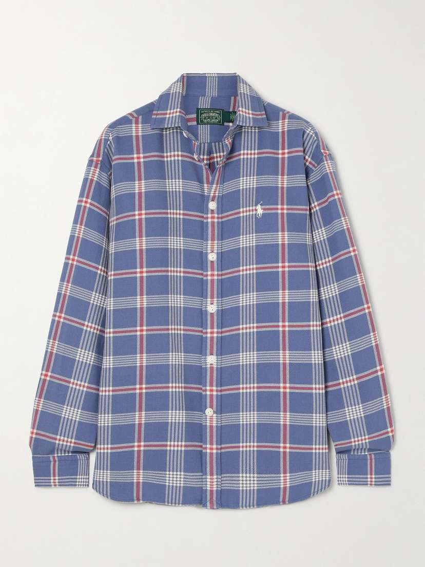 Polo Ralph Lauren Embroidered Checked Cotton-flannel Shirt