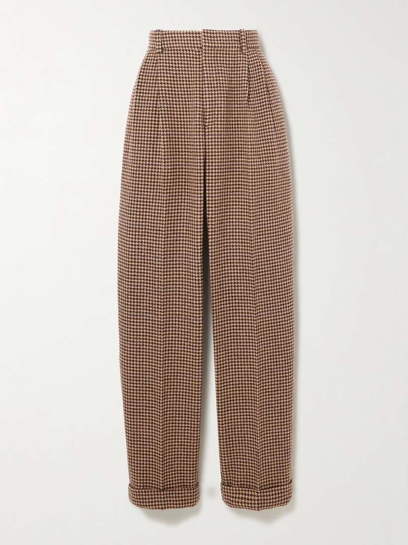 Polo Ralph Lauren Pleated Houndstooth Tweed Tapered Pants