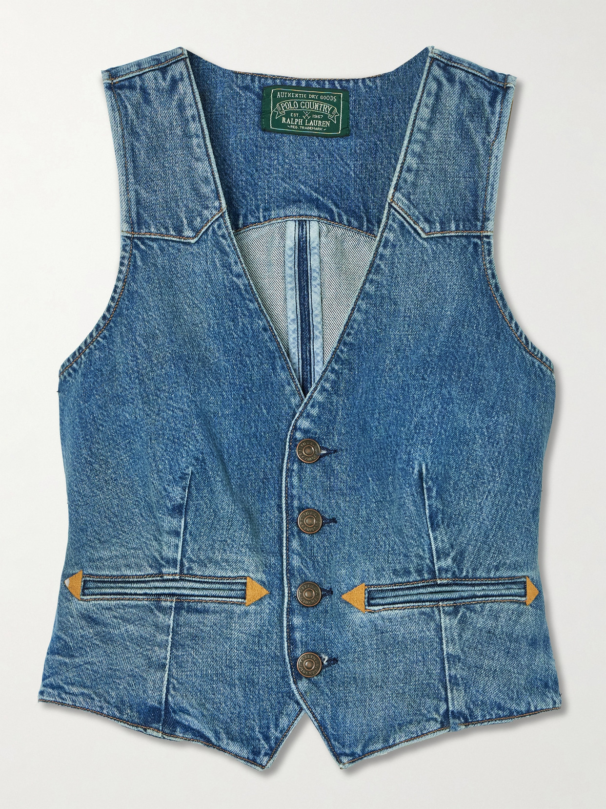 Polo Ralph Lauren Embroidered Denim Vest In Blue