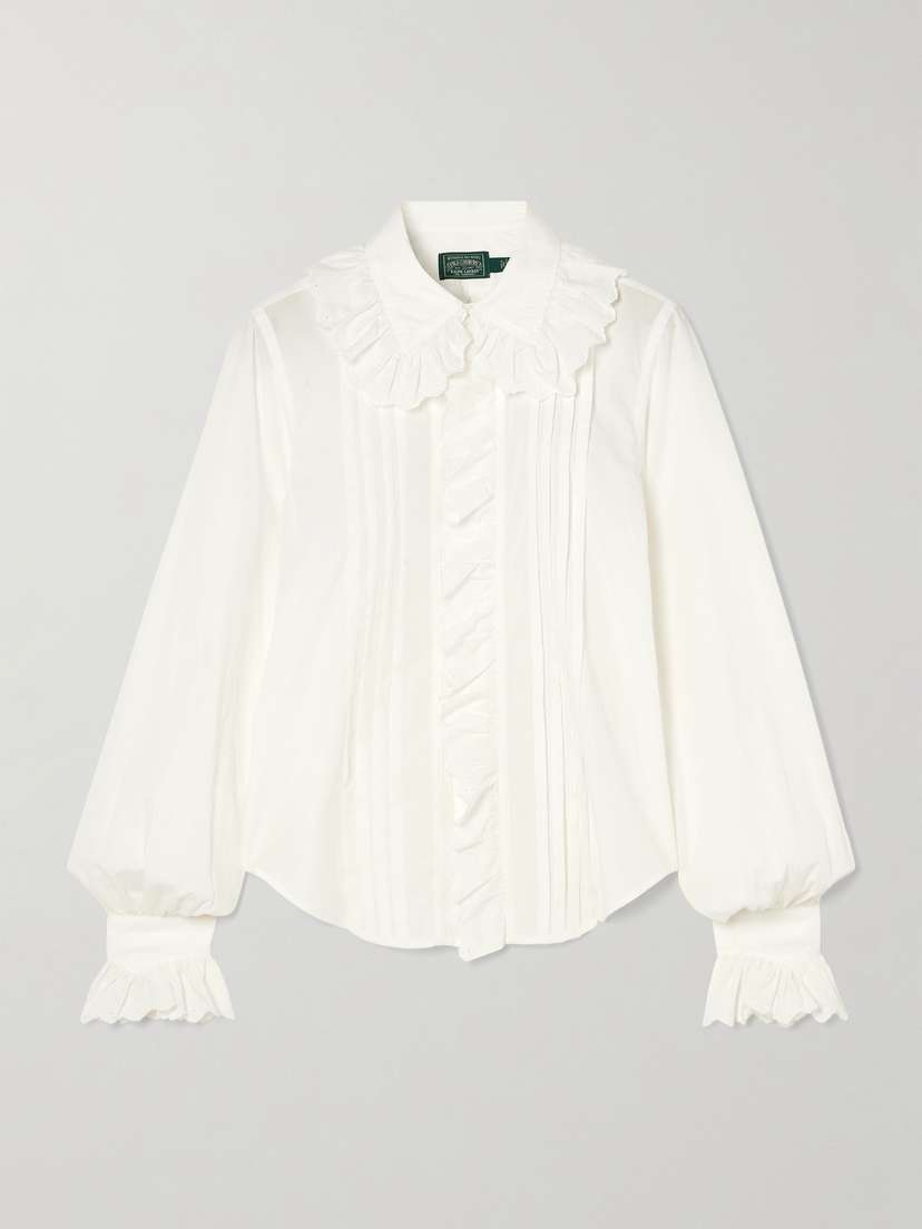 Polo Ralph Lauren Ruffled Broderie Anglaise Cotton Blouse - US0