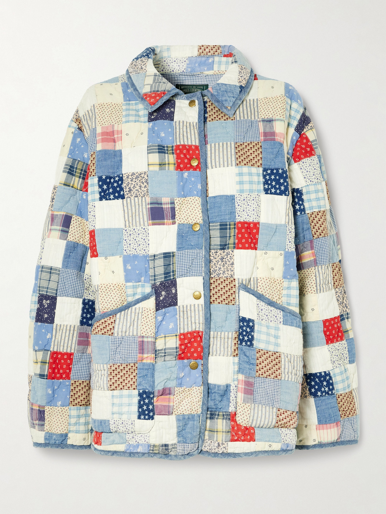 Polo Ralph Lauren Patchwork Quilted Printed Cotton Jacket In Blue