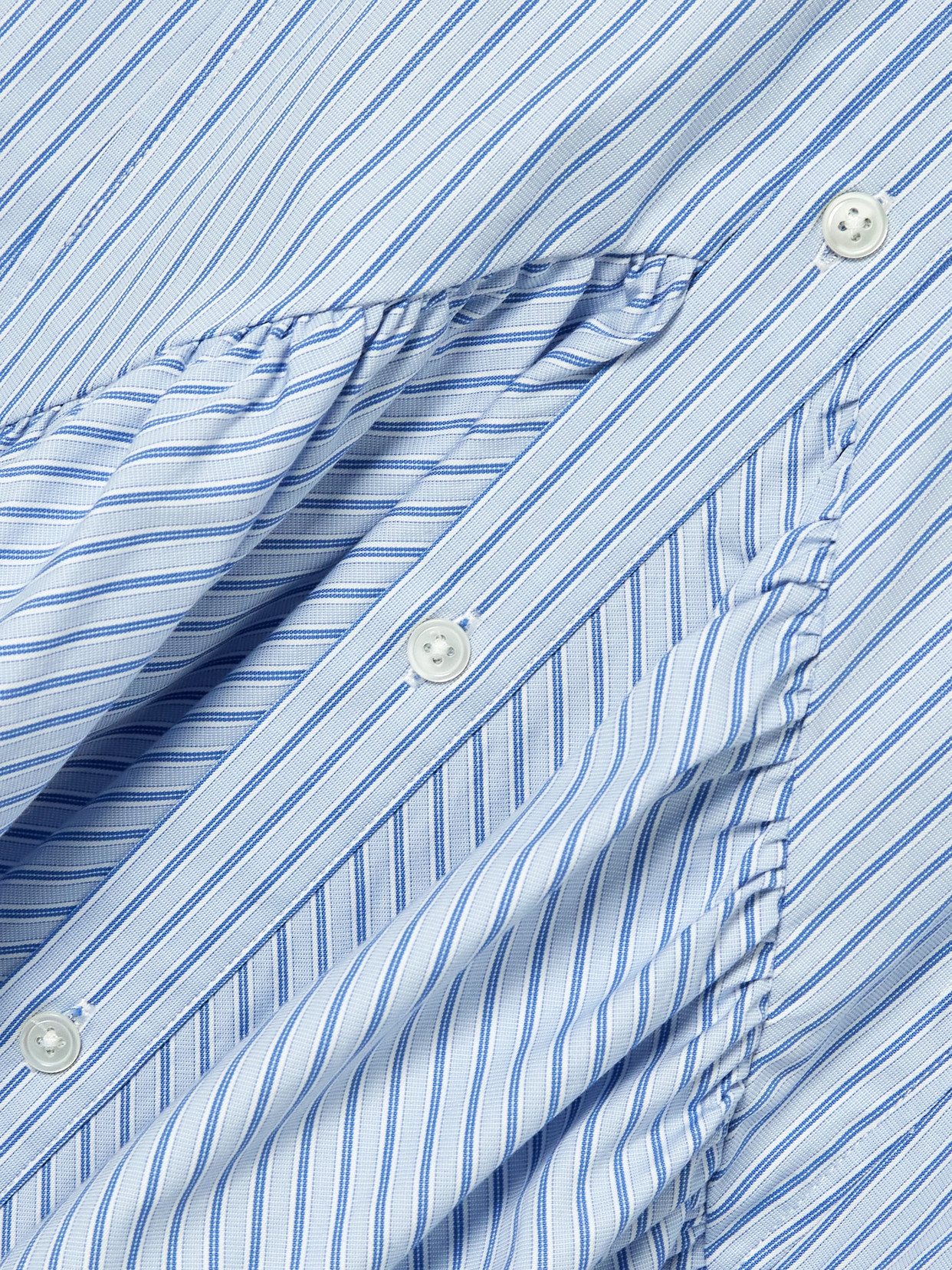 POLO RALPH LAUREN GATHERED STRIPED COTTON AND MODAL-BLEND POPLIN SHIRT DRESS