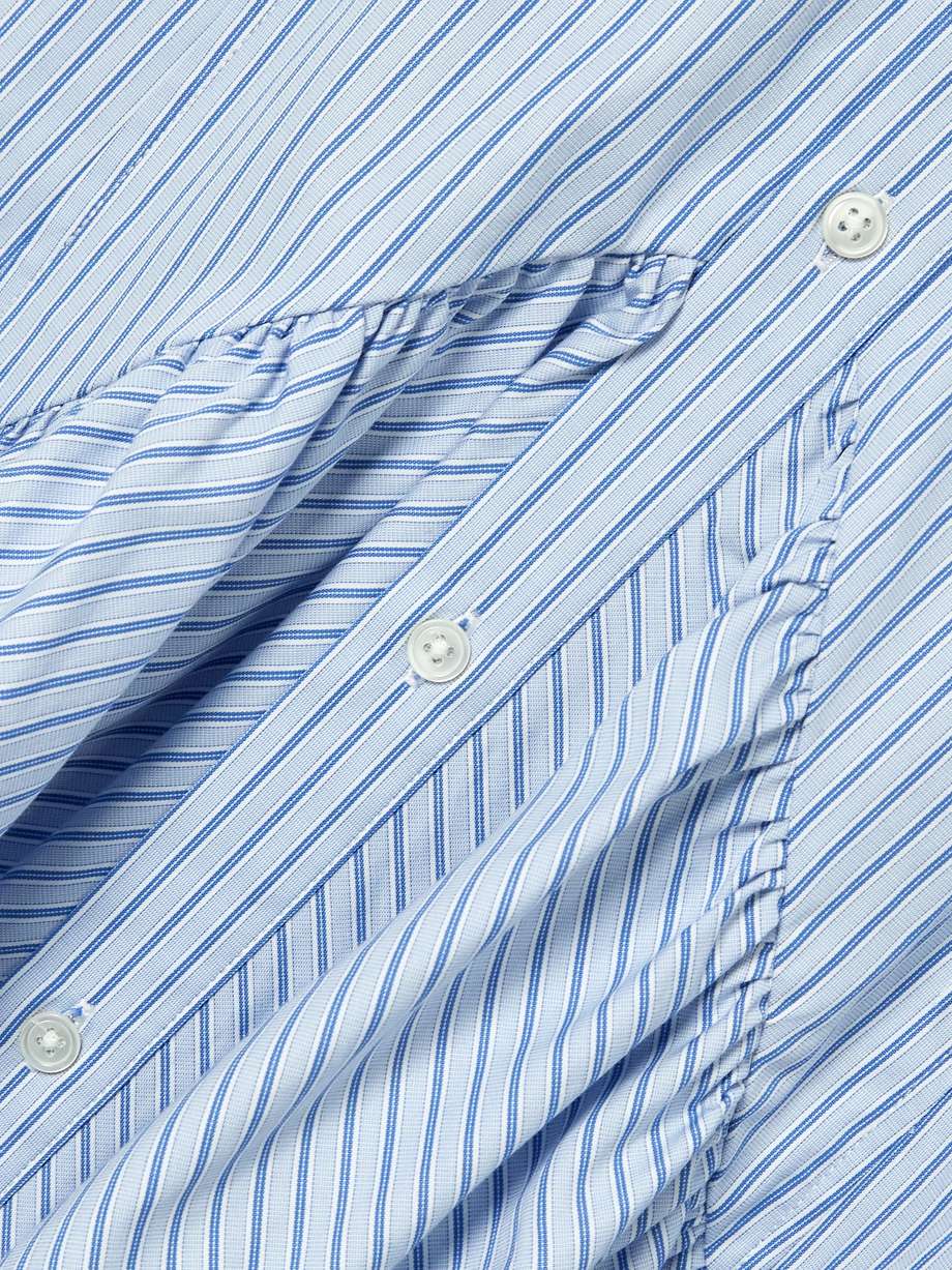 gathered striped cotton and modal-blend poplin shirt dress
