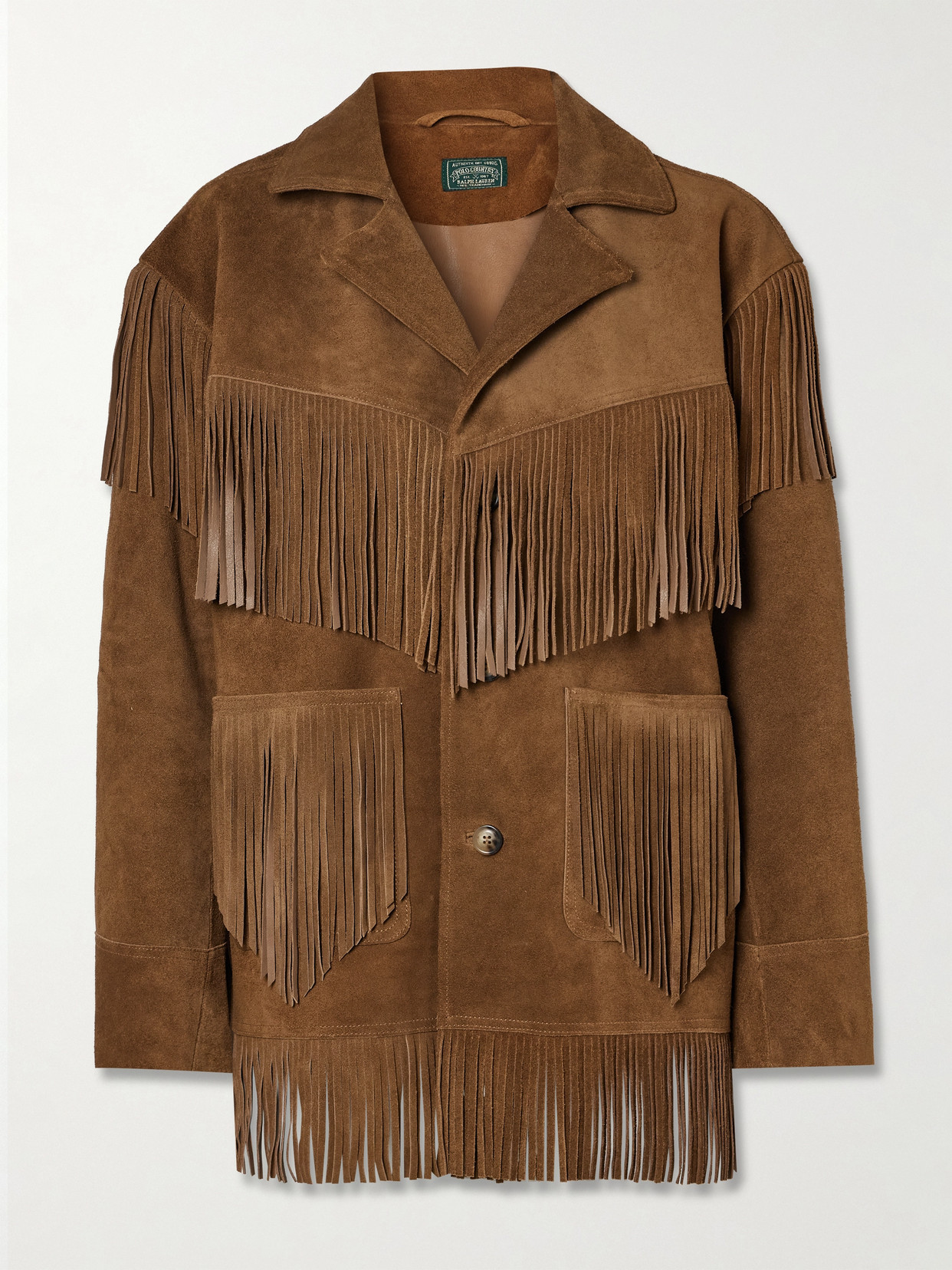 Polo Ralph Lauren Fringed Suede Jacket In Brown
