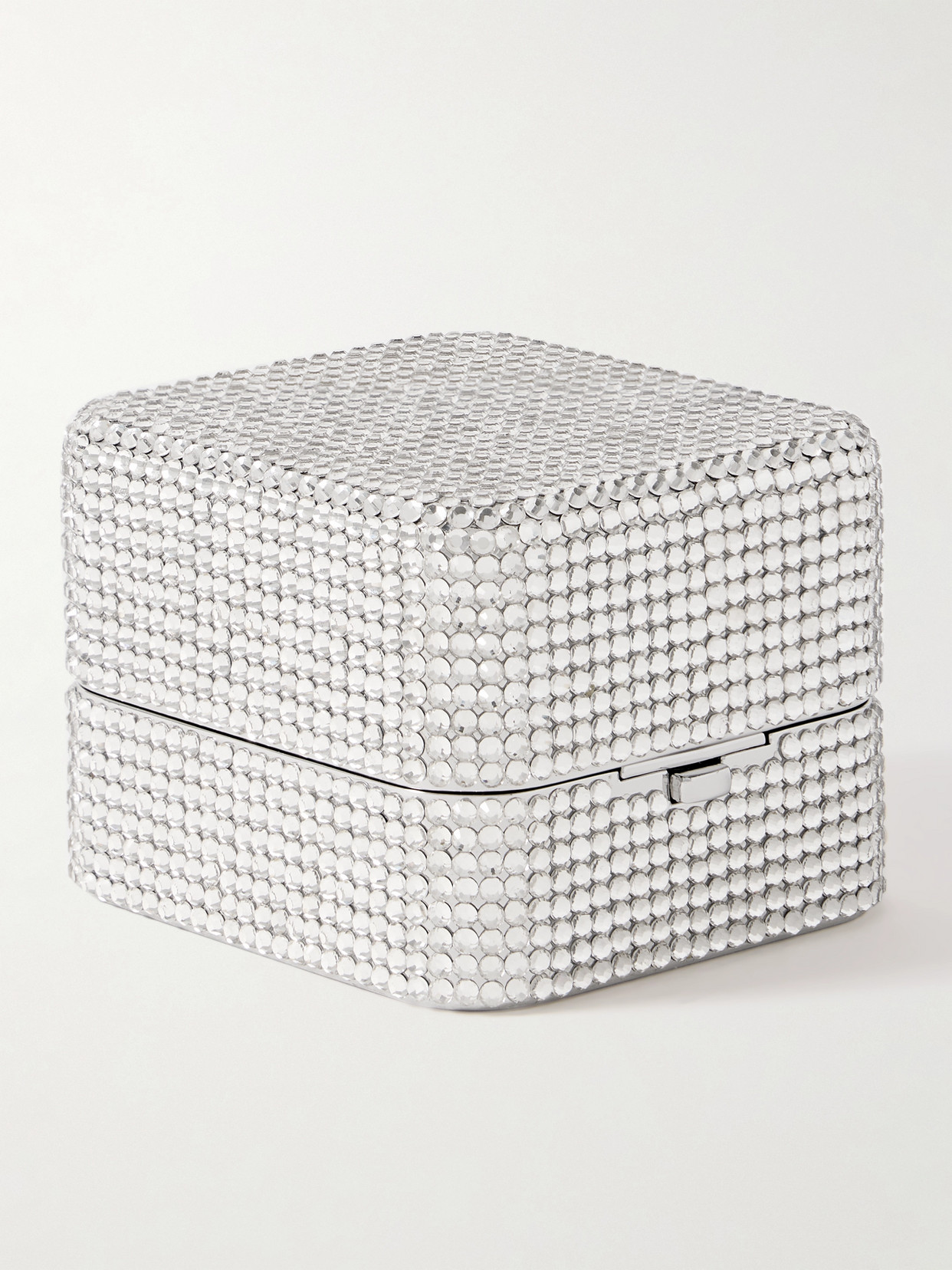 Judith Leiber Say Yes Mini Crystal-embellished Silver-tone Box