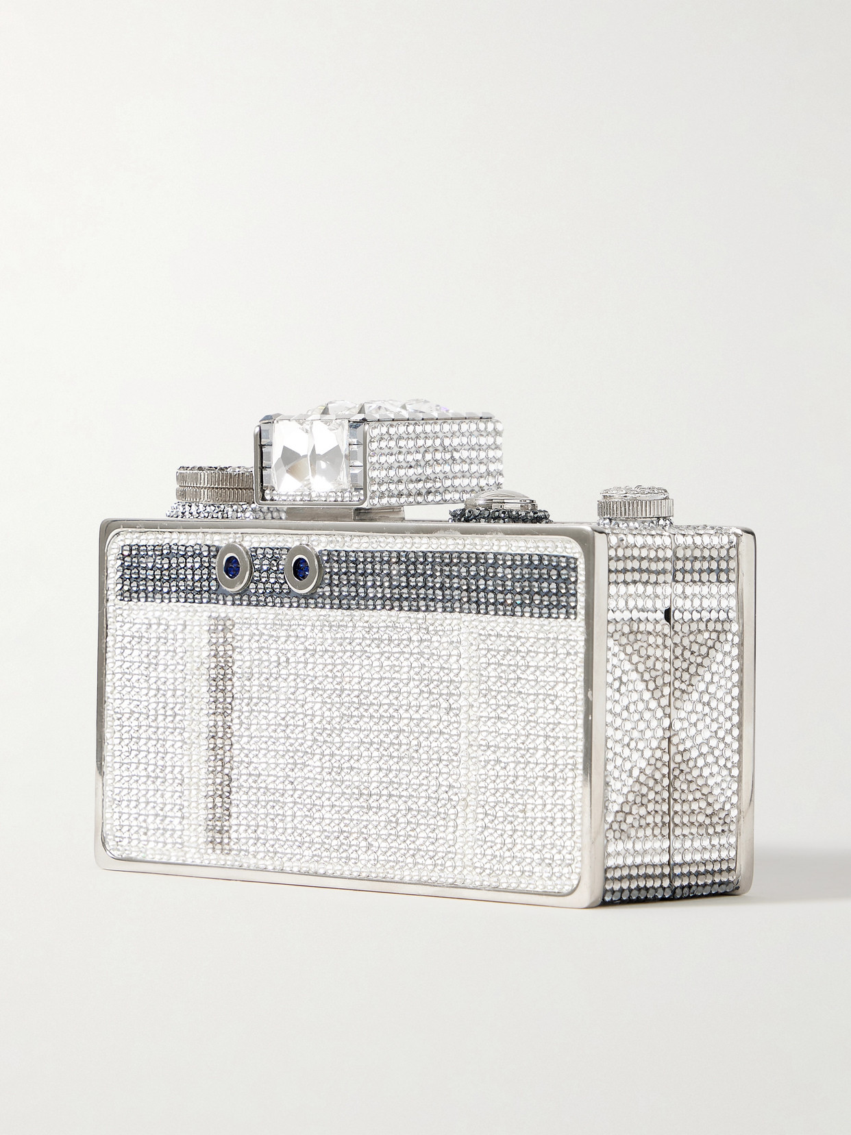 Judith Leiber Camera Flash Crystal-embellished Silver-tone Clutch
