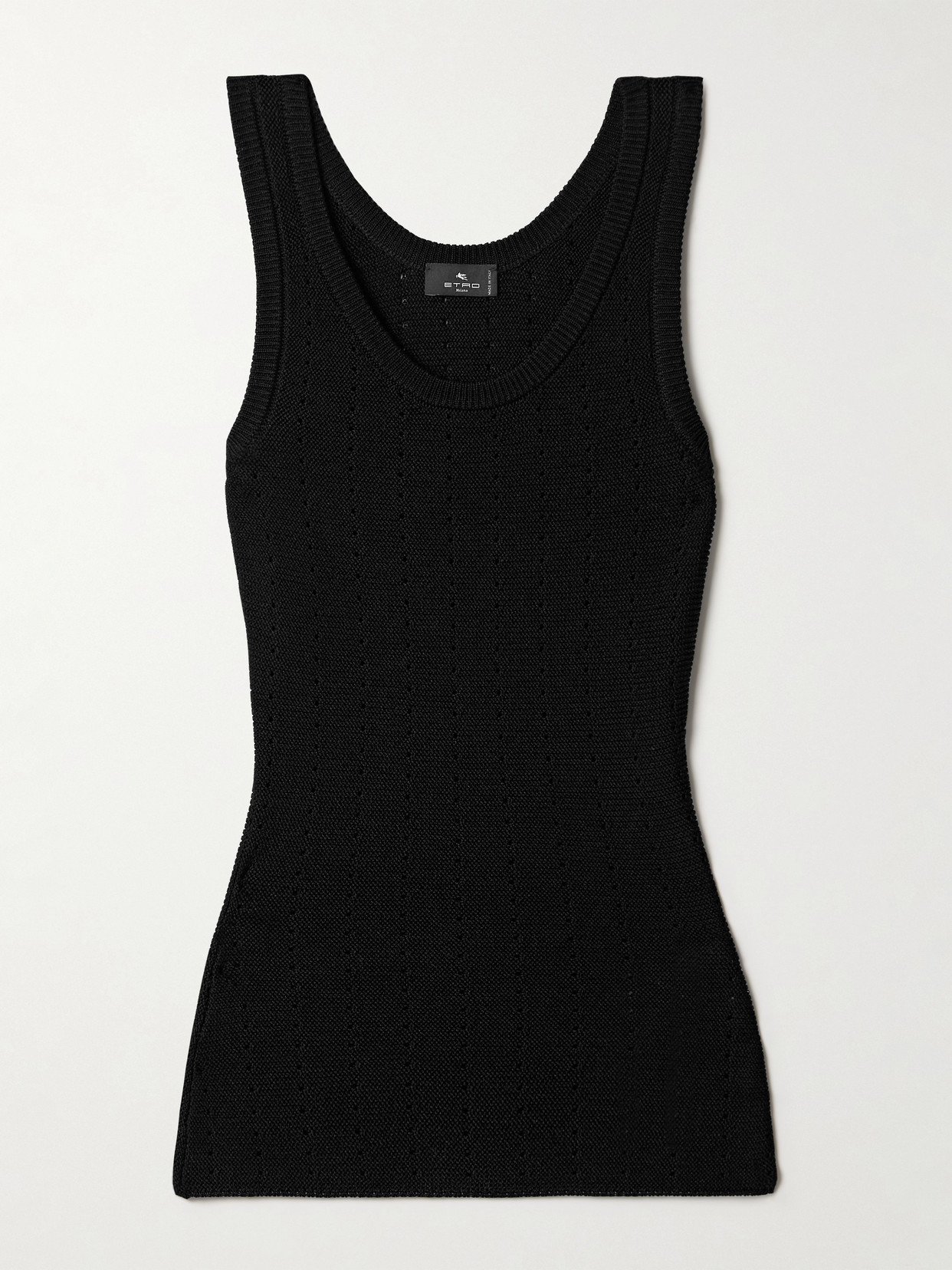 Etro Pointelle-knit Silk-blend Tank In Black