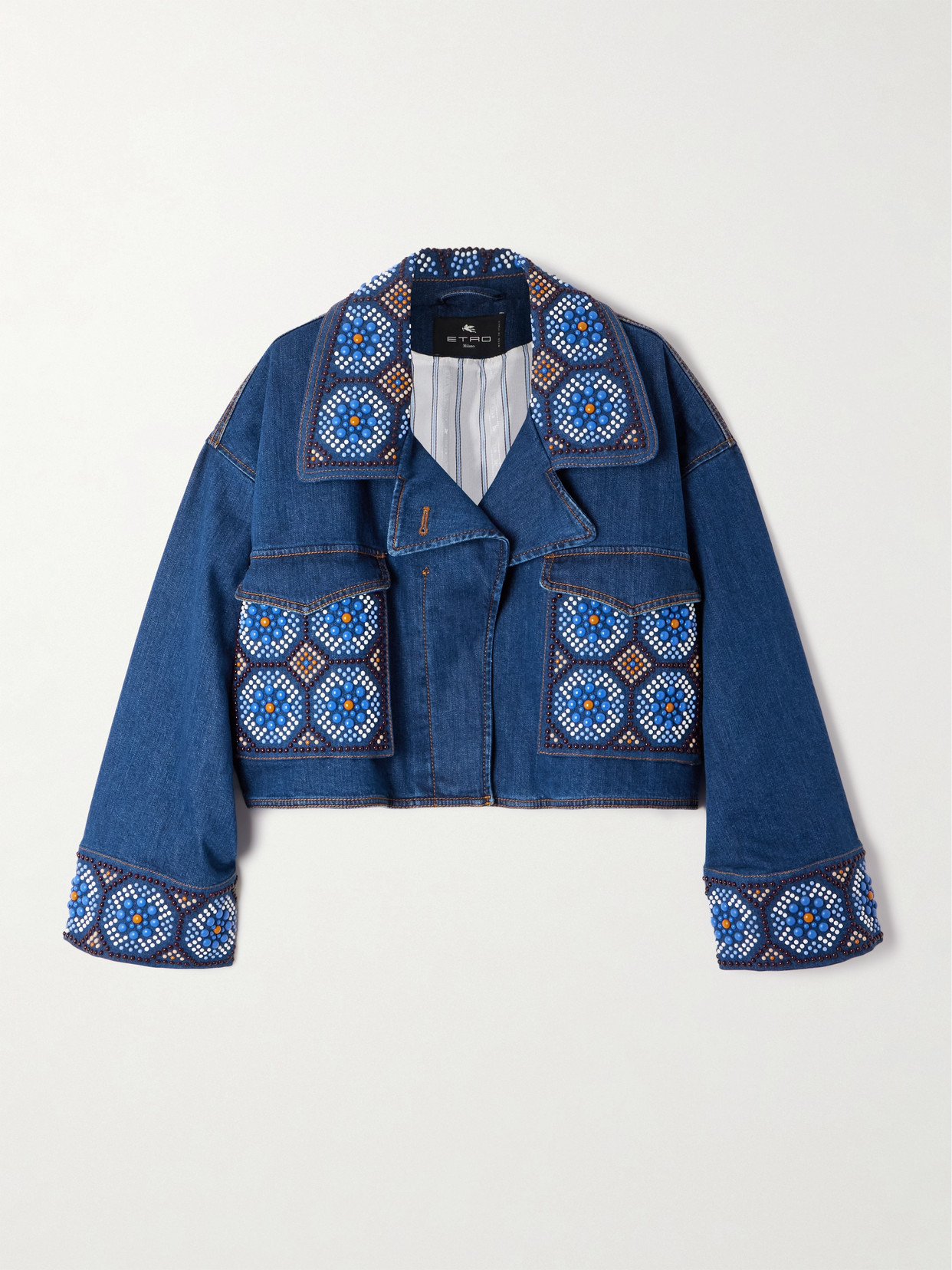 ETRO BEAD-EMBELLISHED DENIM JACKET