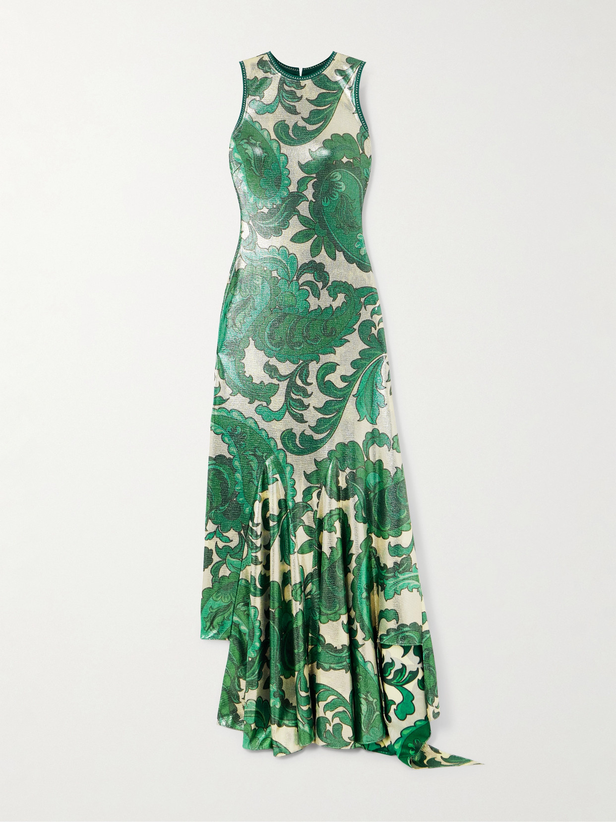 Etro Laminated Jersey Dress With Paisley Print Women In Green