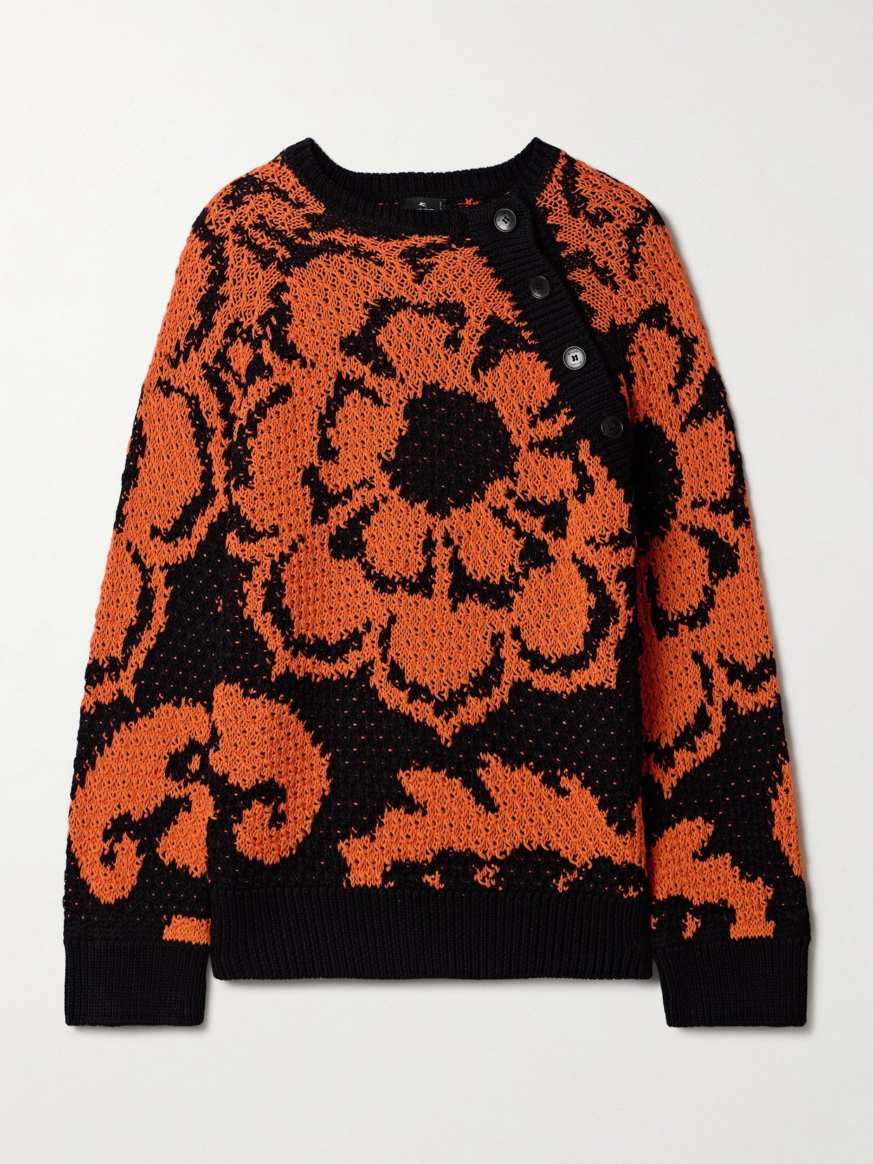 Etro - Cotton-jacquard Sweater - Orange