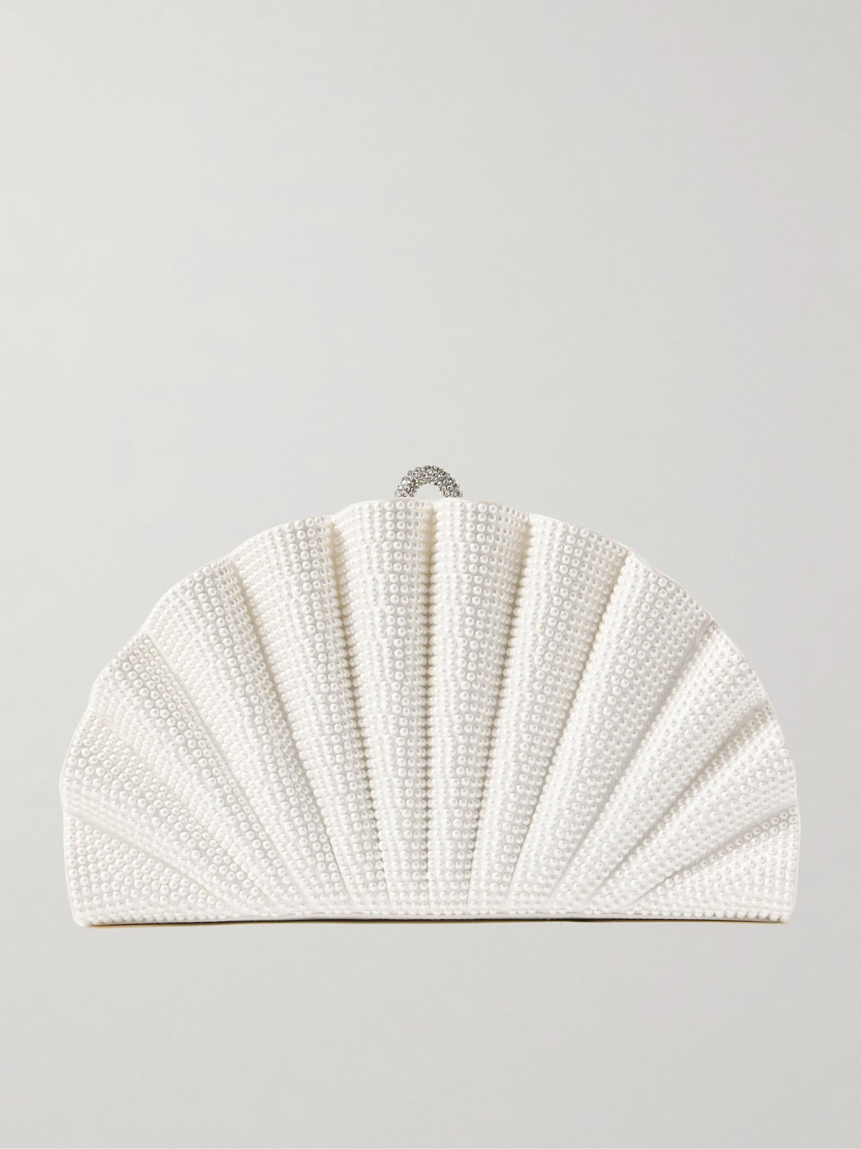 Judith Leiber Origami Fan Embellished Satin Clutch In Ivory