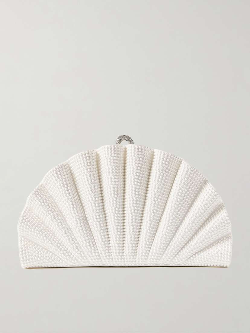 Judith Leiber Couture Origami Fan Embellished Satin Clutch