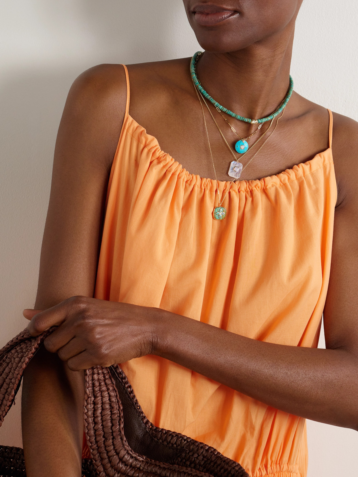 Pascale Monvoisin Milo 9-karat Gold, Turquoise And Opal Necklace In Gold
