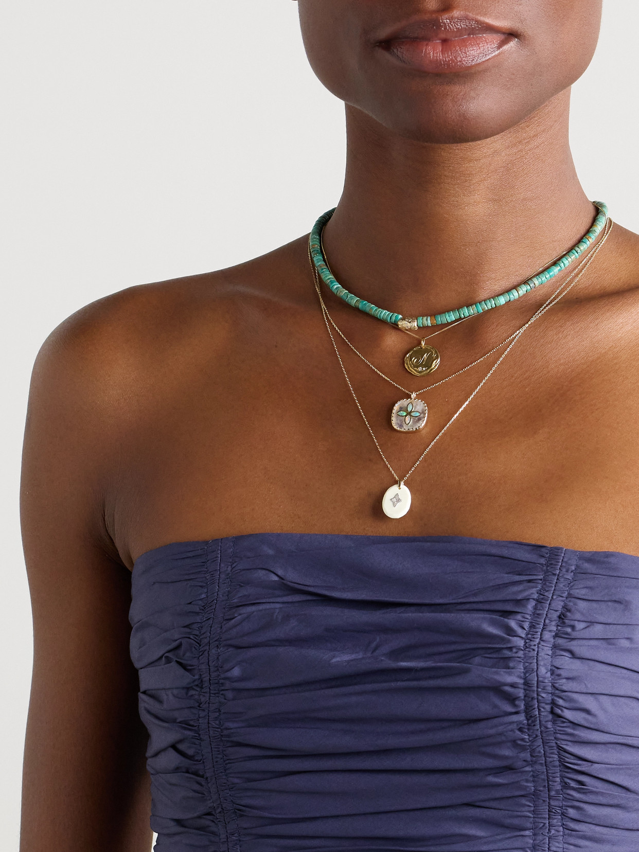 Pascale Monvoisin Gina 9-karat Yellow And White Gold, Resin And Diamond Necklace In Gold