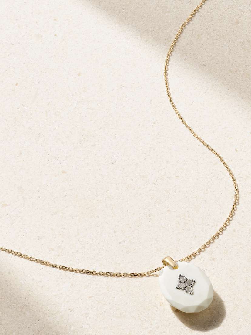 Pascale Monvoisin Gina 9-karat Yellow And White Gold, Resin And Diamond Necklace