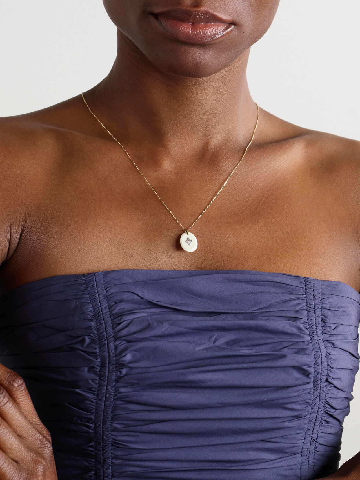 Pascale Monvoisin Gina 9-karat Yellow And White Gold, Resin And Diamond Necklace In Gold