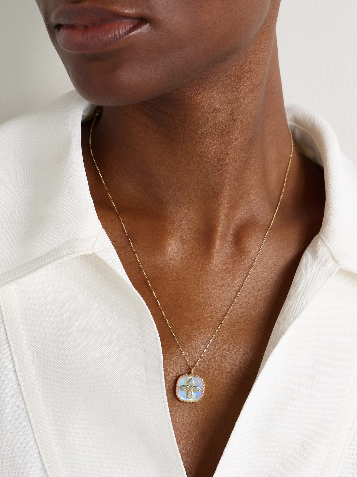 Pascale Monvoisin Bowie 9-karat Gold, Moonstone And Opal Necklace In Gold