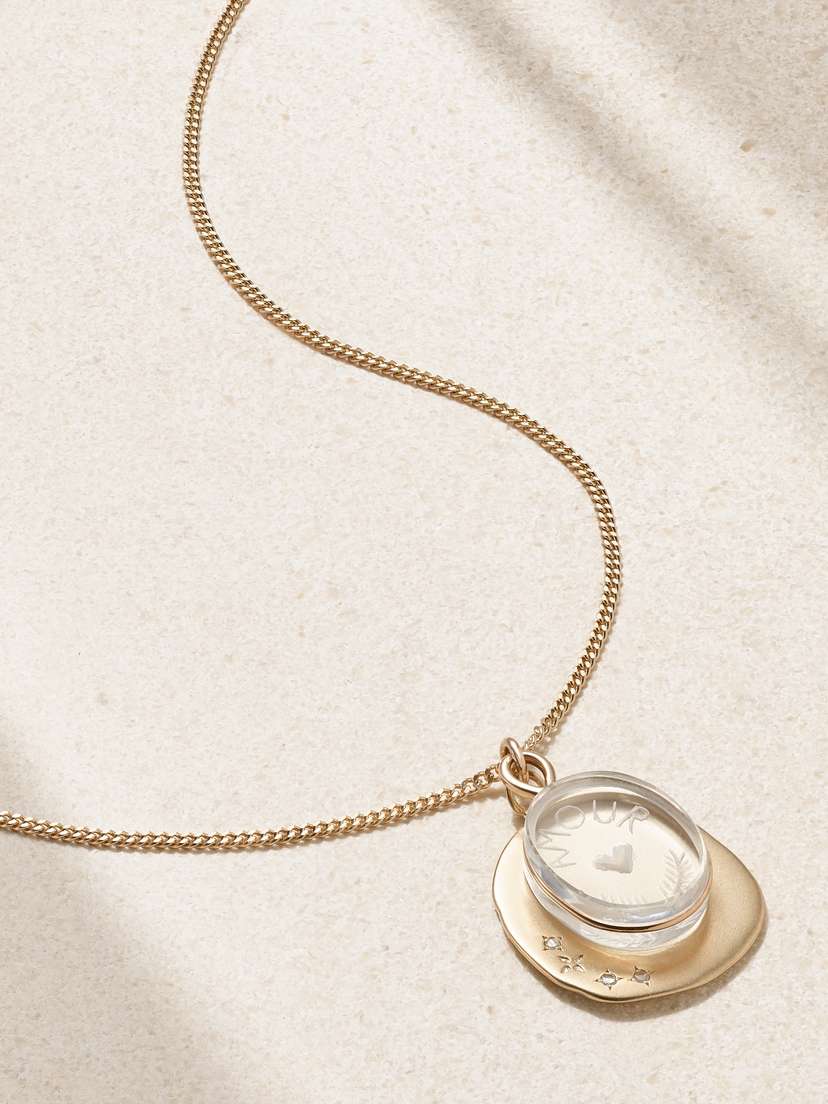 Pascale Monvoisin L'amour 9-karat Gold, Quartz And Diamond Necklace
