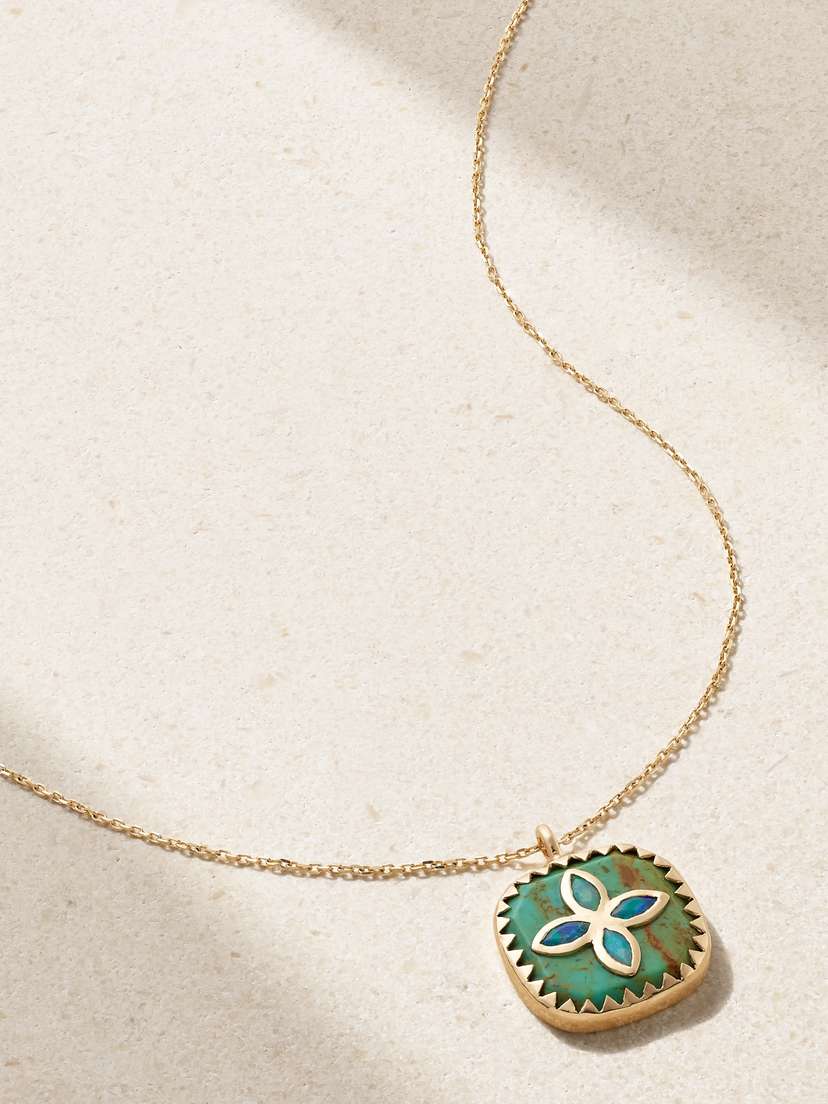 Pascale Monvoisin Bowie 9-karat Gold, Turquoise And Opal Necklace
