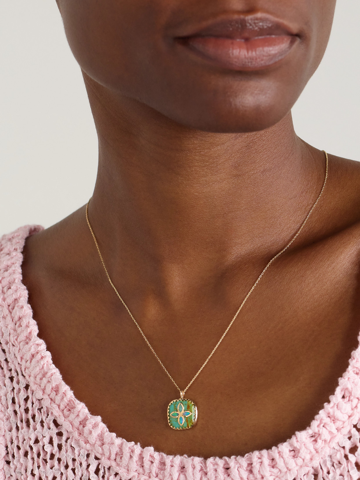 Pascale Monvoisin Bowie 9-karat Gold, Turquoise And Opal Necklace