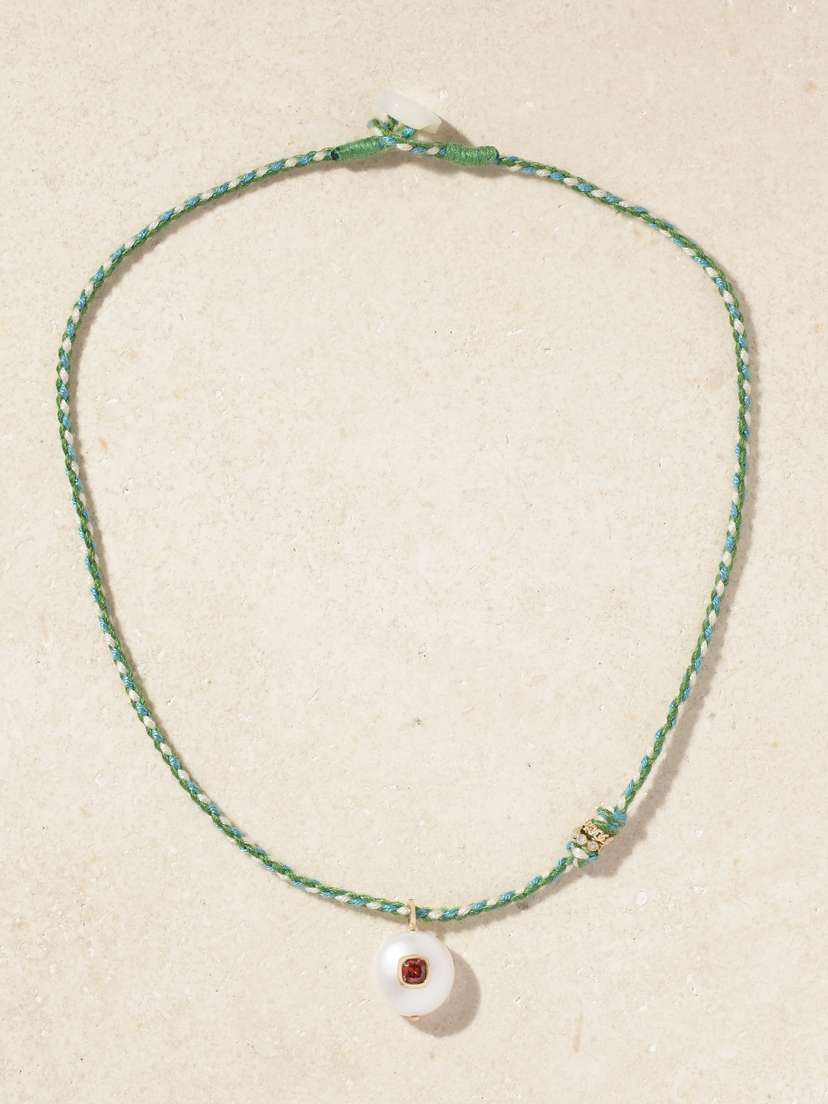 Pascale Monvoisin Eddie 9-karat Gold, Cord And Multi-stone Necklace