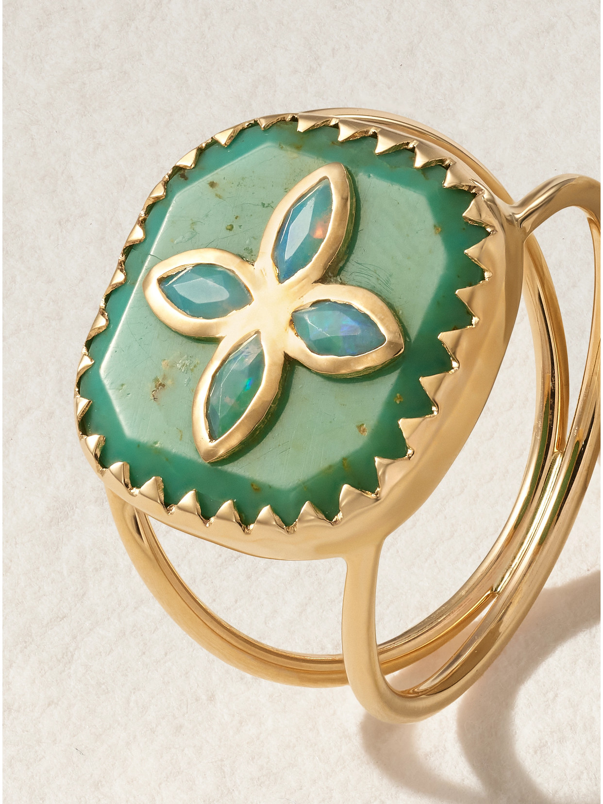 Pascale Monvoisin Bowie N°2 9-karat Gold, Turquoise And Opal Ring