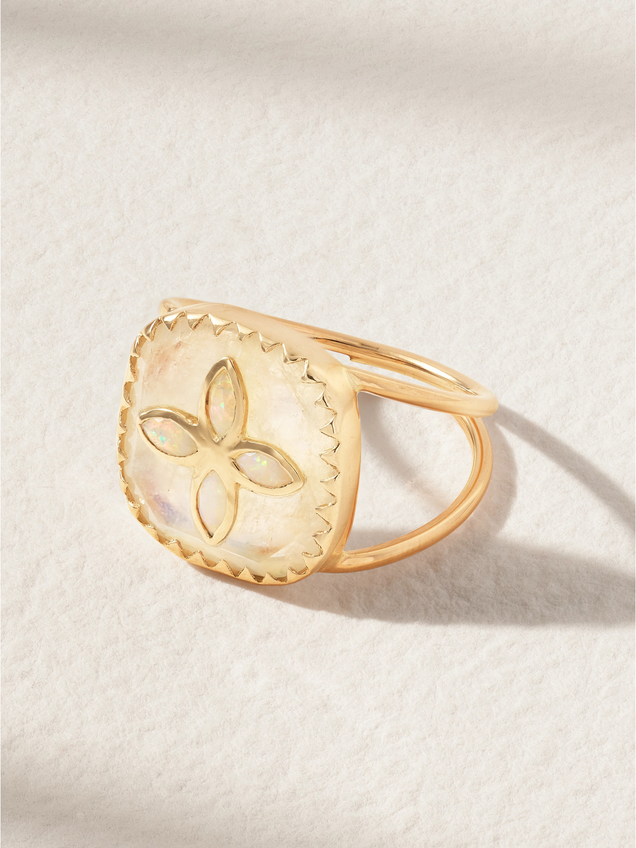 Pascale Monvoisin Bowie N°2 9-karat Gold, Moonstone And Opal Ring
