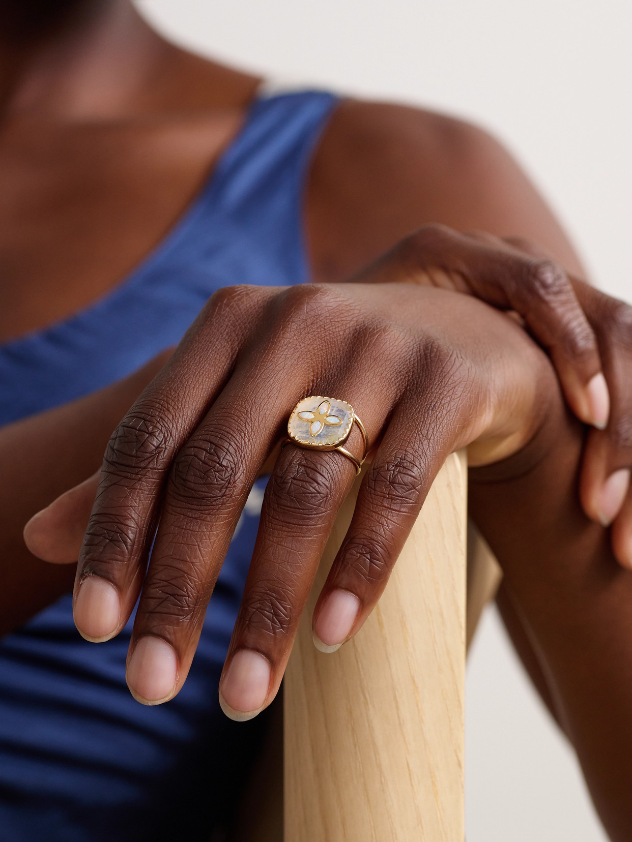 Pascale Monvoisin Bowie N°2 9-karat Gold, Moonstone And Opal Ring
