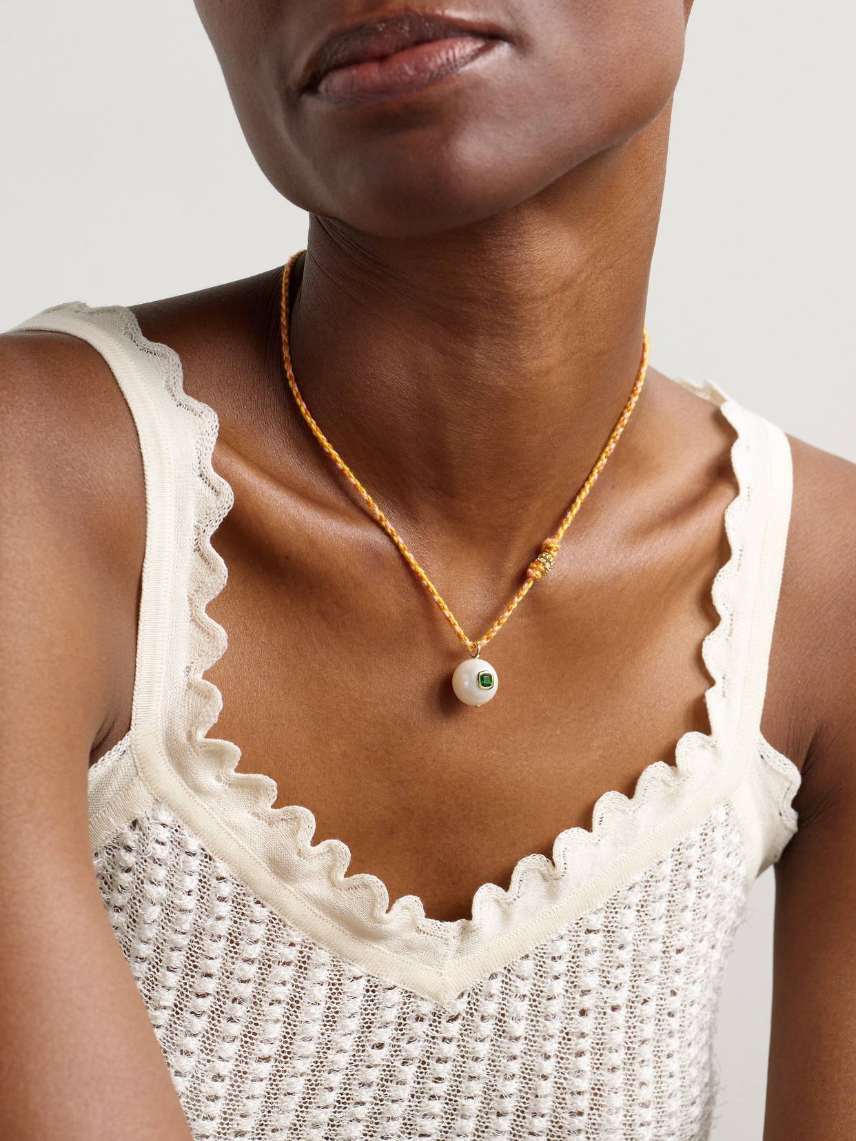 Pascale Monvoisin Eddie 9-karat Gold, Cord And Multi-stone Necklace In Multi