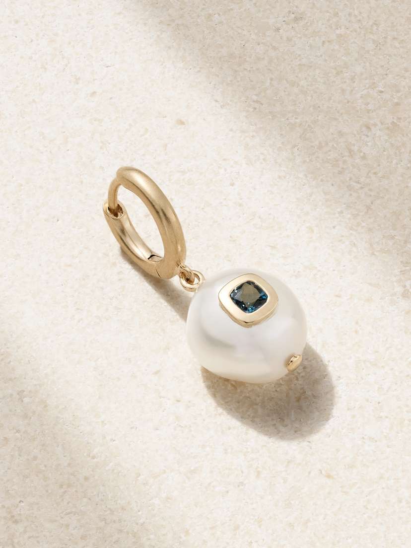 Pascale Monvoisin Eddie 9-karat Gold, Pearl And Topaz Single Hoop Earring