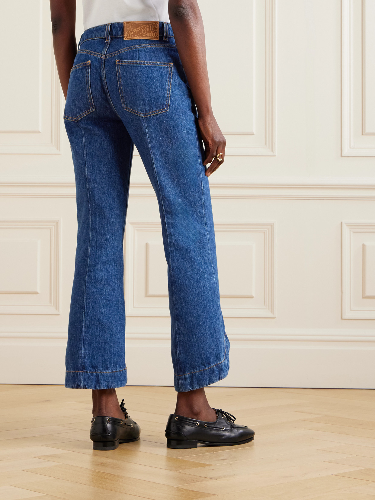 Bally Cropped Paneled High-rise Flared Jeans In Blue