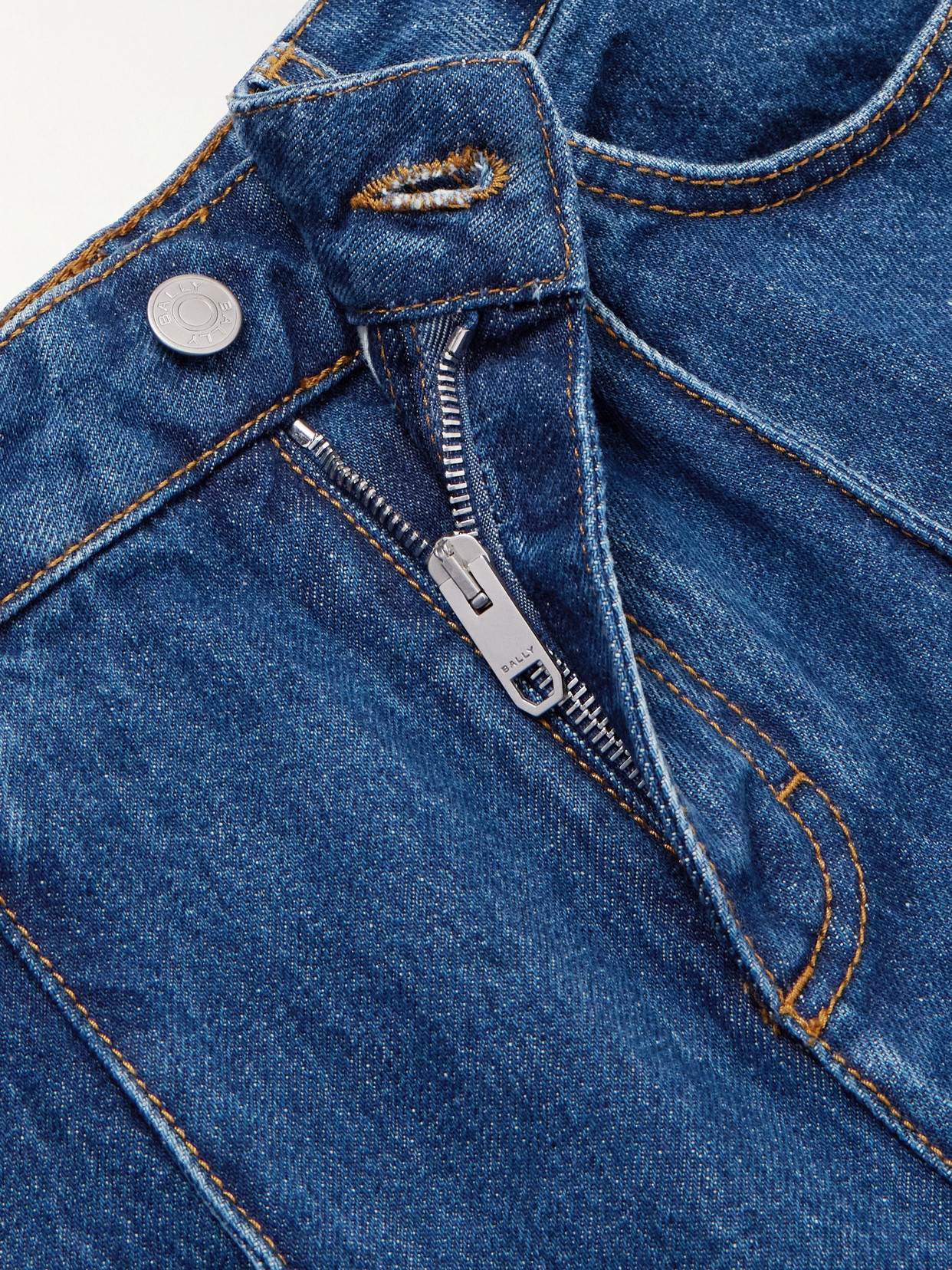 Bally Cropped Paneled High-rise Flared Jeans In Blue