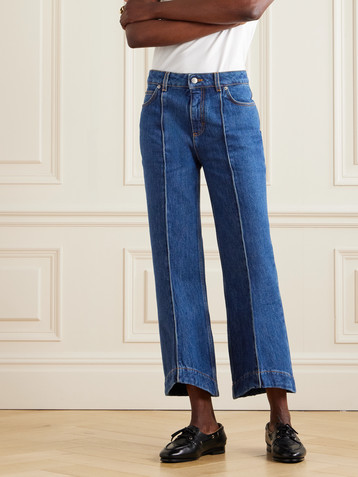 BALLY Cropped paneled high-rise flared jeans