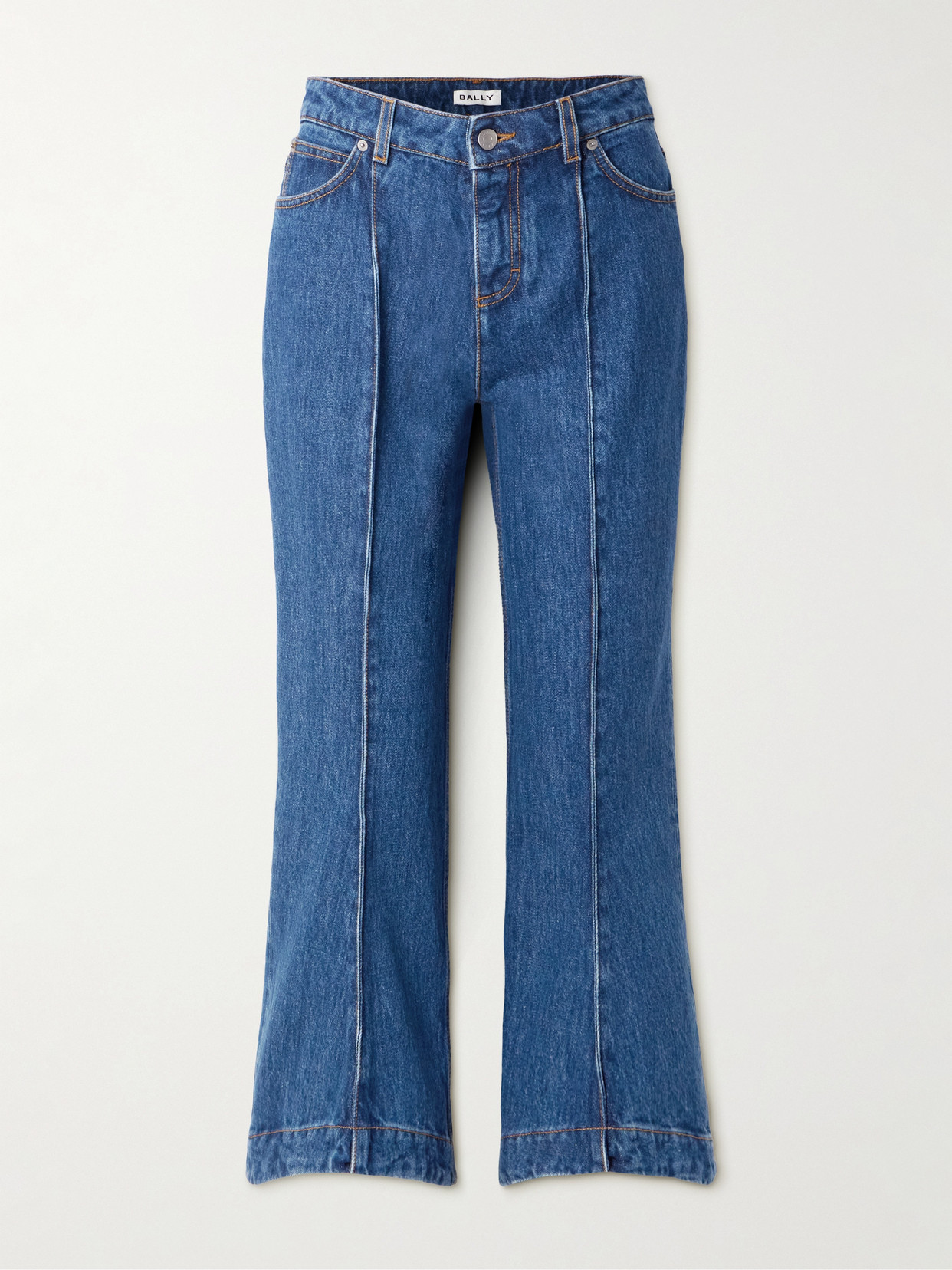 Bally Cropped Paneled High-rise Flared Jeans In Blue