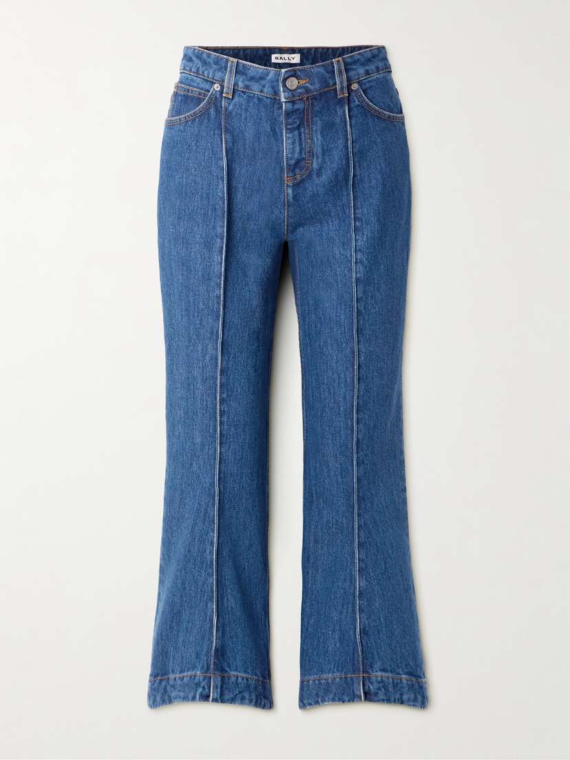 BALLY Cropped Paneled High-rise Flared Jeans