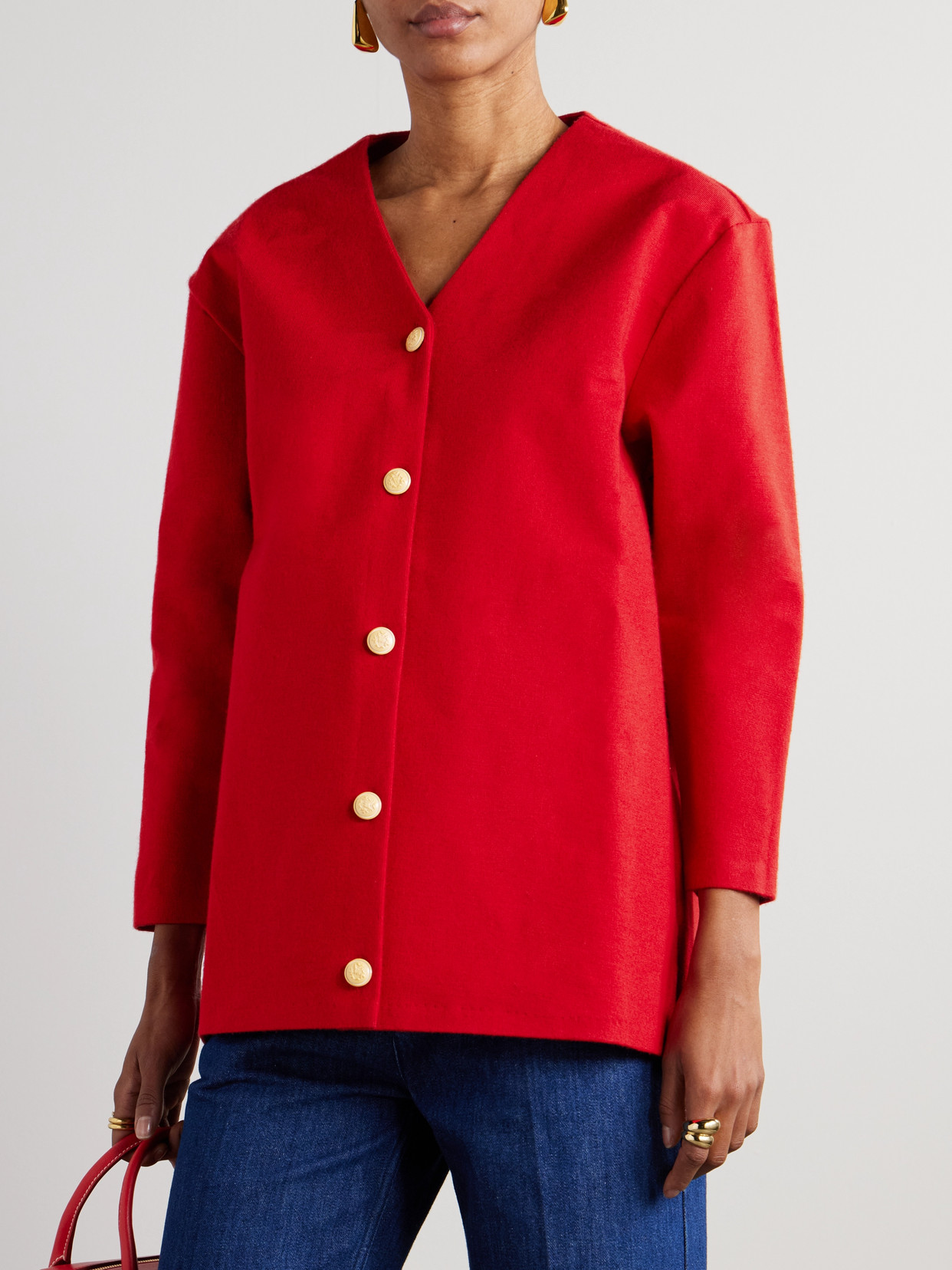 Bally L-blend Stiff Cardigan In Red