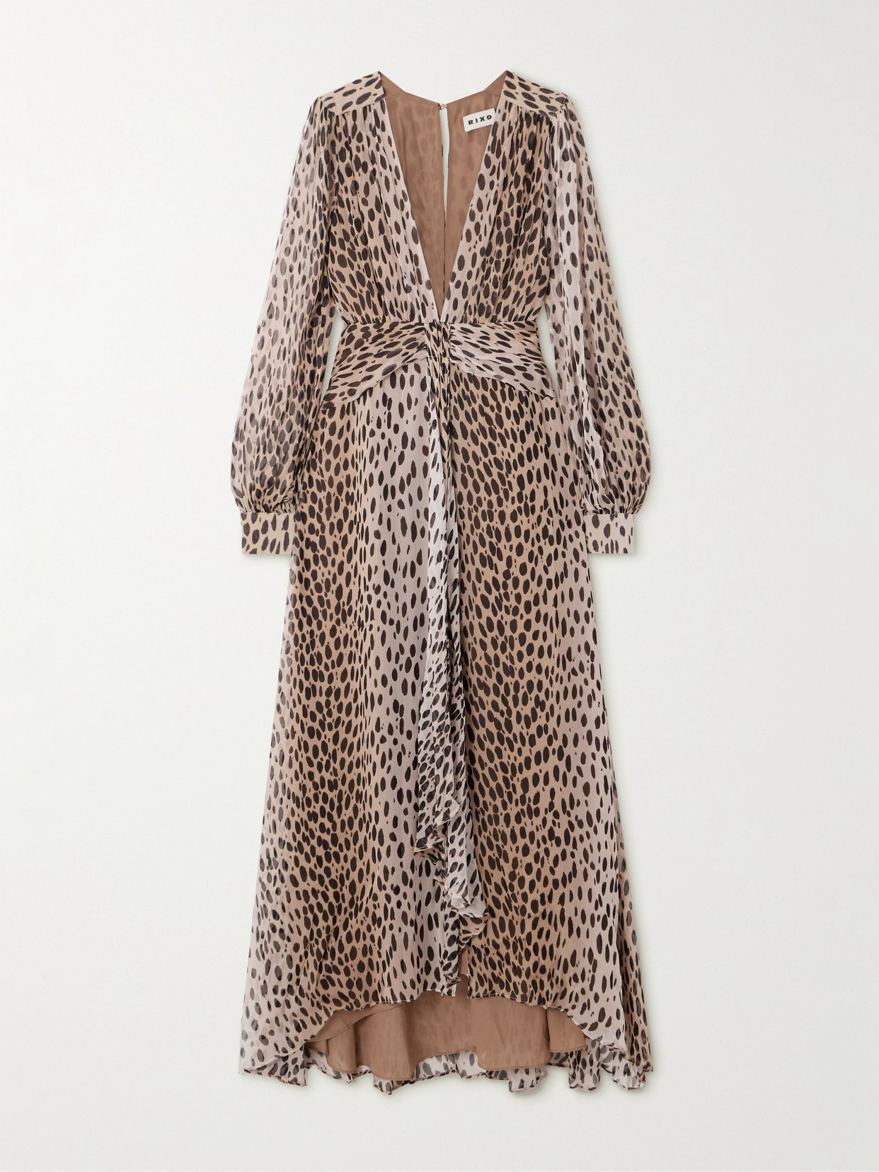 RIXO - Meera Gathered Leopard-print Crepon Maxi Dress - Leopard print