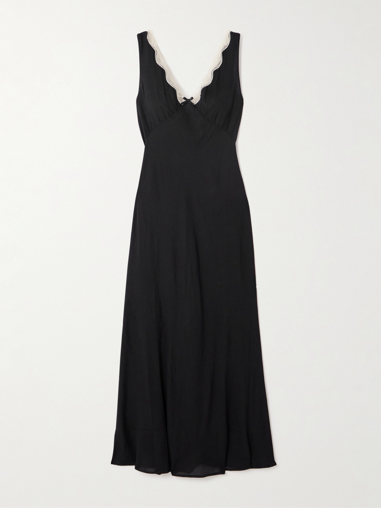 Rixo London Sandrine Lace-trimmed Voile Midi Dress In Black