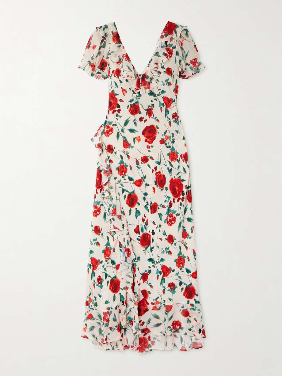 RIXO Clementina ruffled floral-print silk crepe de chine midi dress | NET-A-PORTER