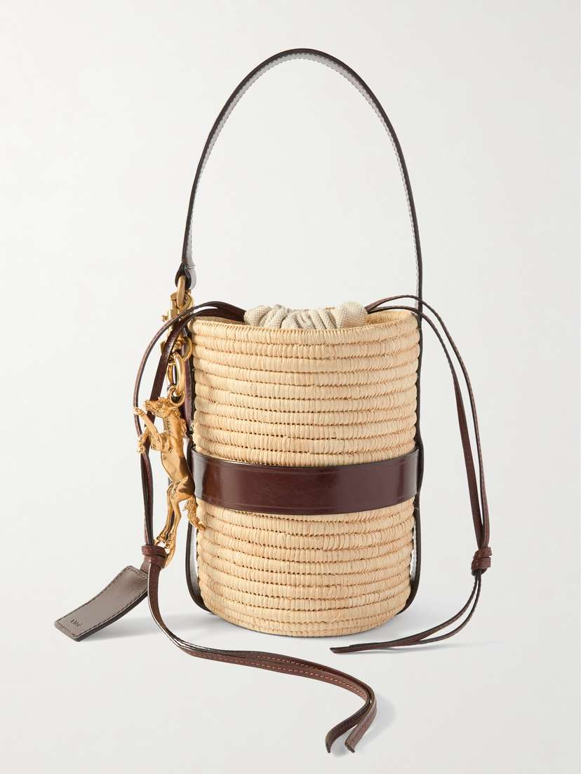 Chloé Kerala 25 Embellished Leather-trimmed Faux Raffia Tote