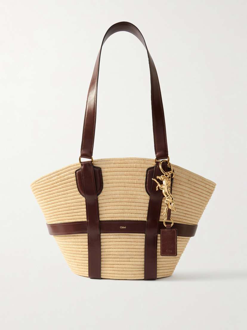 Chloé Kerala 25 Leather-trimmed Faux Raffia Tote
