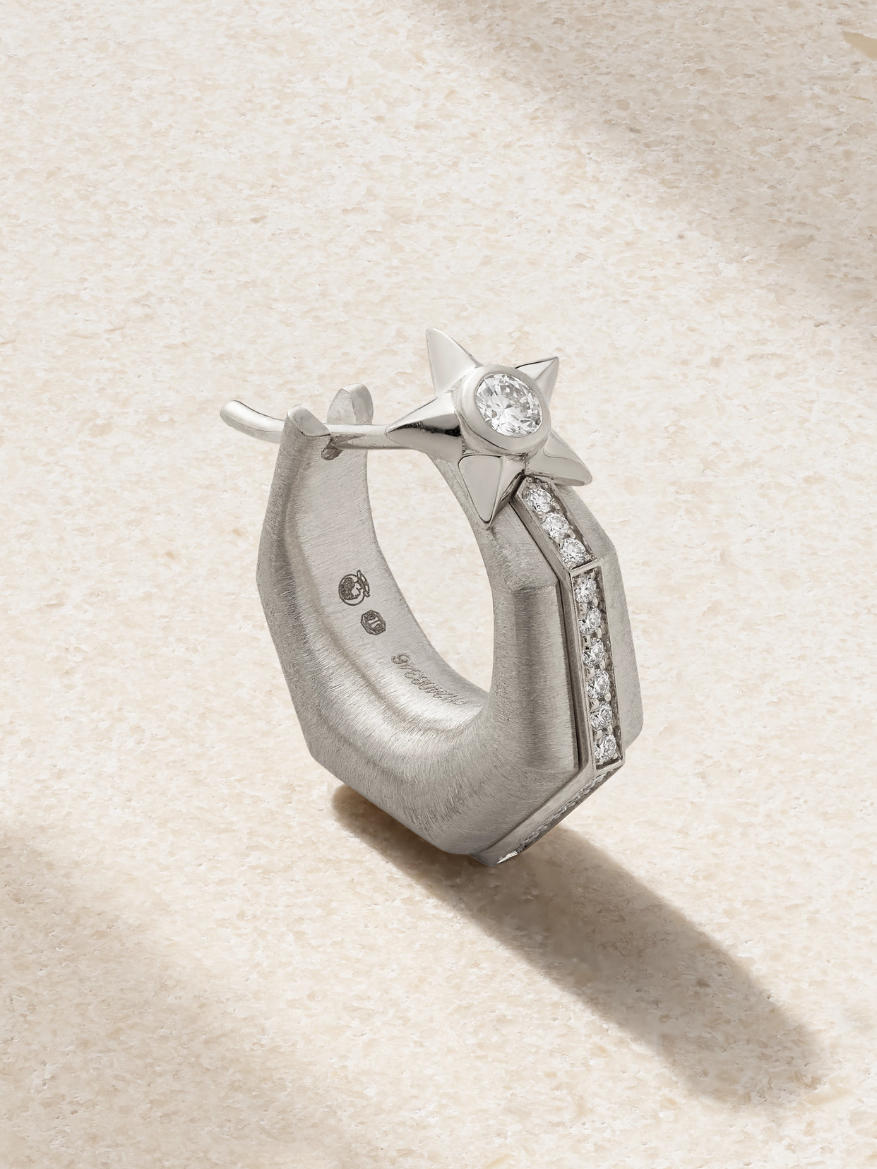 Marie Lichtenberg Baba 18-karat White Gold Diamond Single Hoop Earring In Metallic