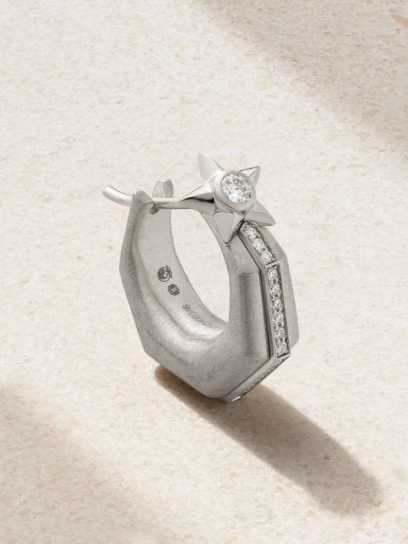 Marie Lichtenberg Baba 18-karat White Gold Diamond Single Hoop Earring