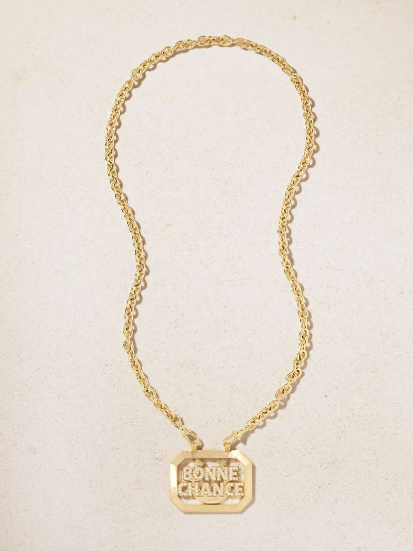 Marie Lichtenberg Bonne Chance Scapular 18-karat Gold Diamond Necklace