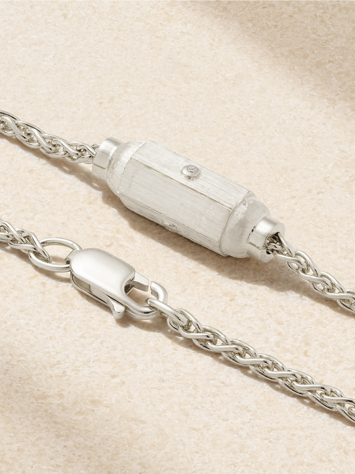 Shop Marie Lichtenberg Micro Coco 18-karat White Gold Diamond Bracelet In Silver