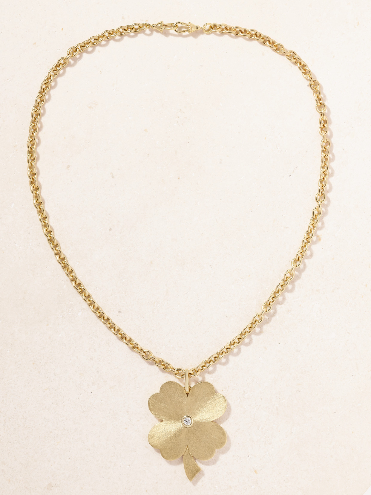 Marie Lichtenberg Jumbo Clover 18-karat Gold Diamond Necklace